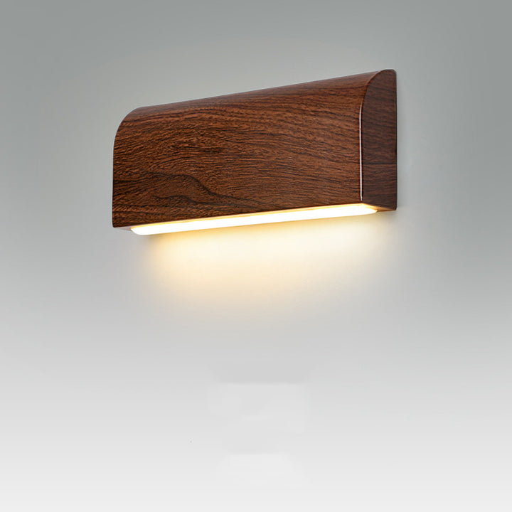 Applique murale LED rectangulaire en aluminium à grain de bois scandinave contemporain pour chevet 