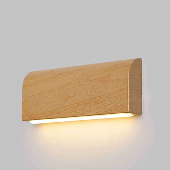 Applique murale LED rectangulaire en aluminium à grain de bois scandinave contemporain pour chevet 