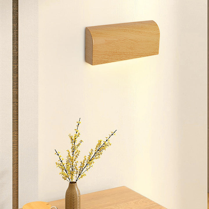 Contemporary Scandinavian Aluminum Wood Grain Rectangular LED Wall Sconce Lamp For Bedside