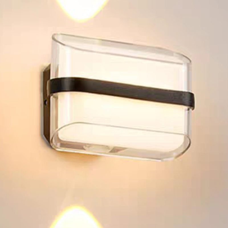 Lampe murale LED rectangulaire en aluminium acrylique étanche à la simplicité moderne pour patio extérieur 