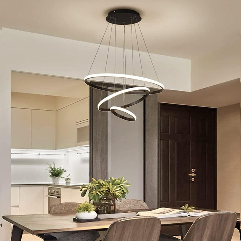 ثريات LED دائرية من الحديد والسيليكا على الطراز الاسكندنافي المعاصر لغرفة المعيشة 