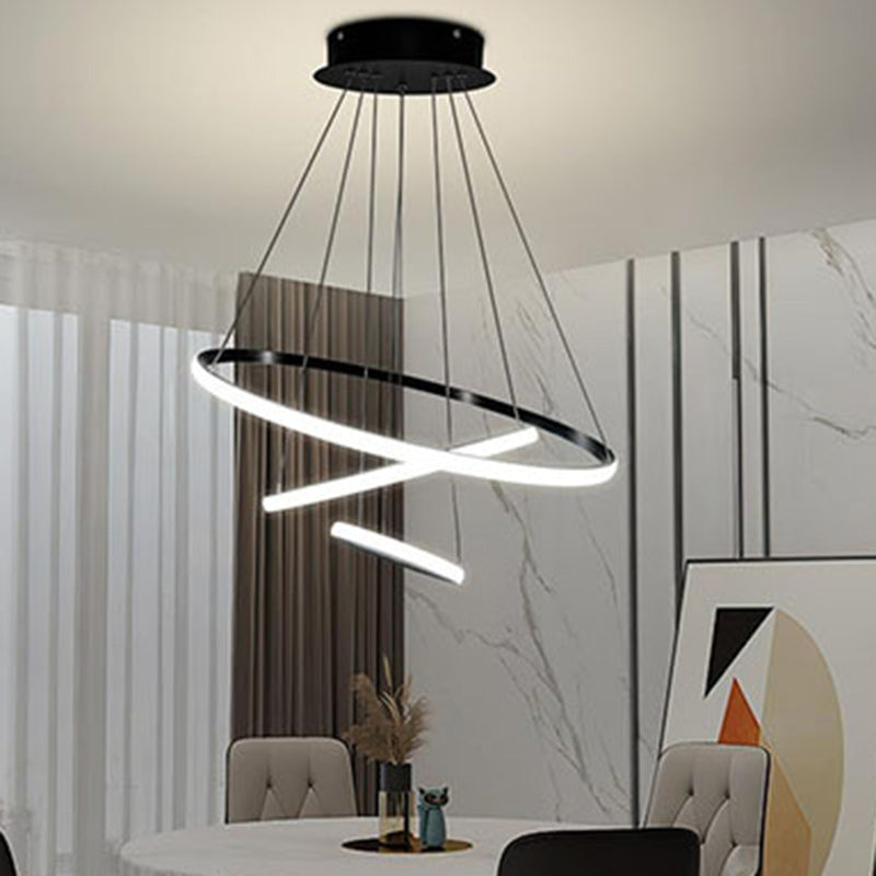 ثريات LED دائرية من الحديد والسيليكا على الطراز الاسكندنافي المعاصر لغرفة المعيشة 