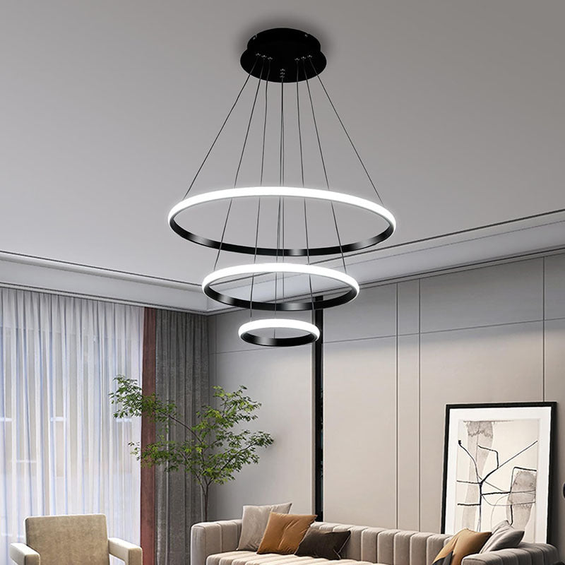 ثريات LED دائرية من الحديد والسيليكا على الطراز الاسكندنافي المعاصر لغرفة المعيشة 
