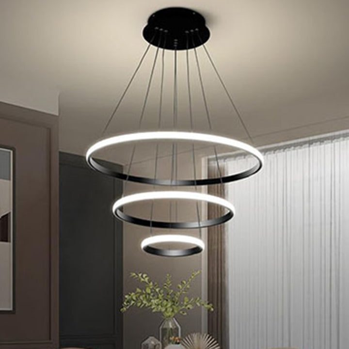 Contemporary Nordic Iron Silica Circles Ring LED Chandeliers For Living Room