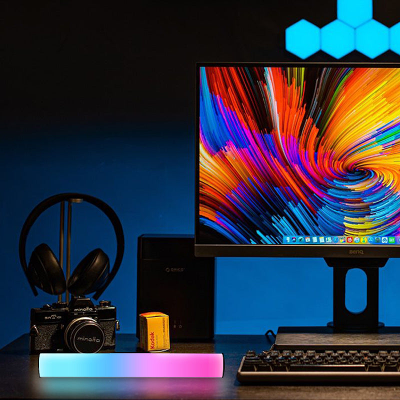 مصباح طاولة LED بتقنية البلوتوث واتصال USB مصنوع من ABS وPC بشريط تصميم بسيط وحديث للدراسة 