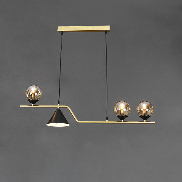 Lustre contemporain en fer et verre scandinave avec cône et boules 4/5/6/9 lumières pour salle à manger 
