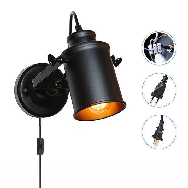 Zeitgenössische Industrie Eisen drehbare Zylinder 1-Licht Wandleuchte Lampe für Flur 