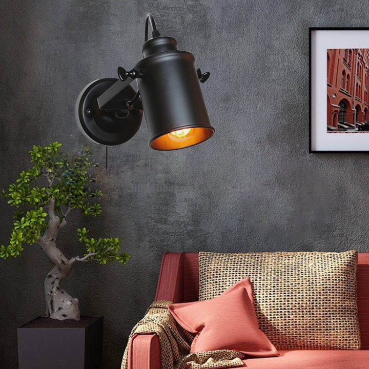 Zeitgenössische Industrie Eisen drehbare Zylinder 1-Licht Wandleuchte Lampe für Flur 