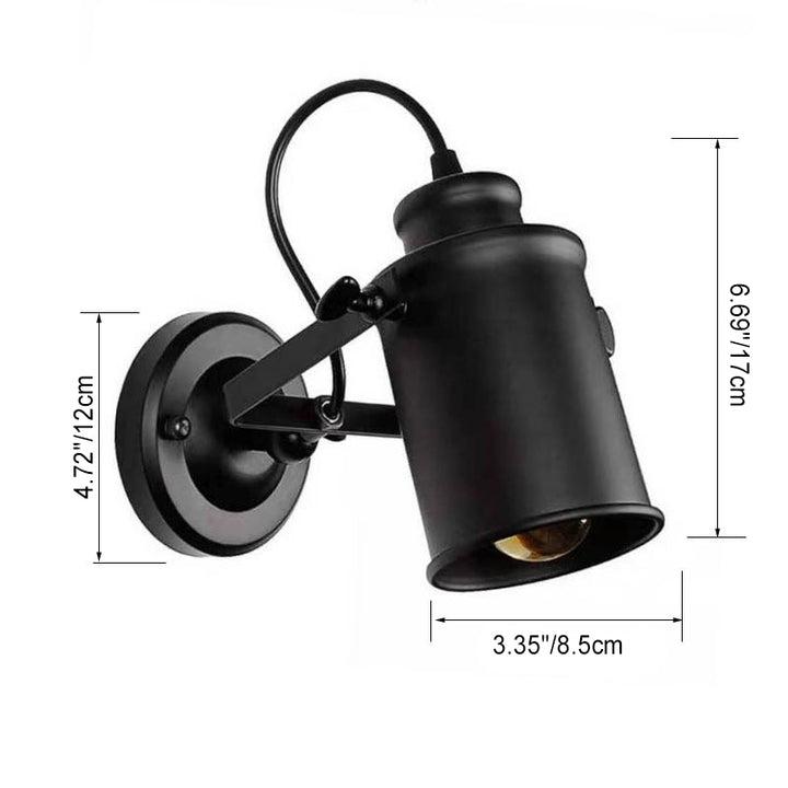 Zeitgenössische Industrie Eisen drehbare Zylinder 1-Licht Wandleuchte Lampe für Flur 