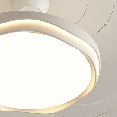 مروحة سقف بإضاءة LED شبه مدمجة معاصرة من الأكريليك والحديد بتصميم موجة دائرية لغرفة المعيشة 