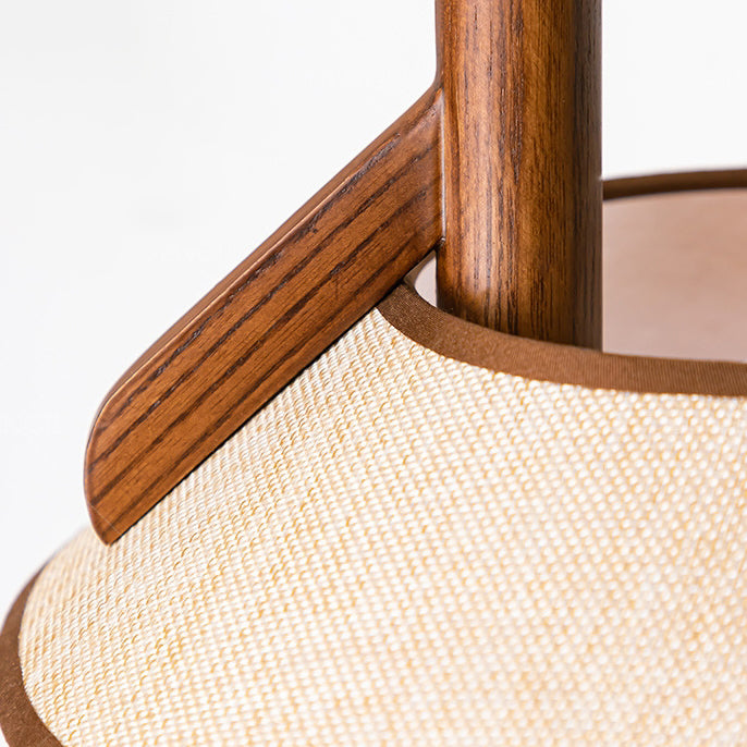Lampe de table 1 lumière avec vase cylindrique conique en ciment, tissu en bois de frêne vintage traditionnel pour chambre à coucher 
