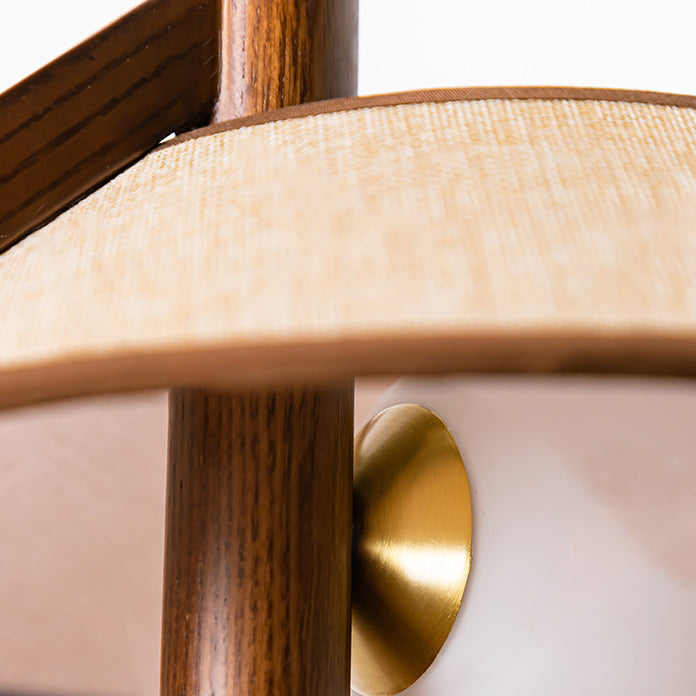Lampe de table 1 lumière avec vase cylindrique conique en ciment, tissu en bois de frêne vintage traditionnel pour chambre à coucher 