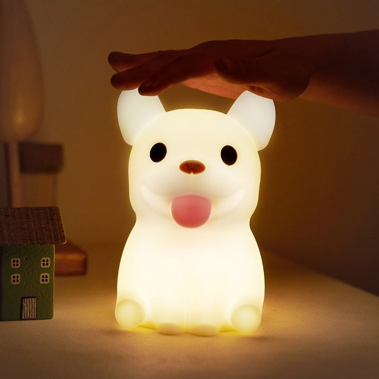現代的なクリエイティブキッズ充電式ブルドッグシリカPC ABS LEDテーブルランプナイトライトベッドサイド用 