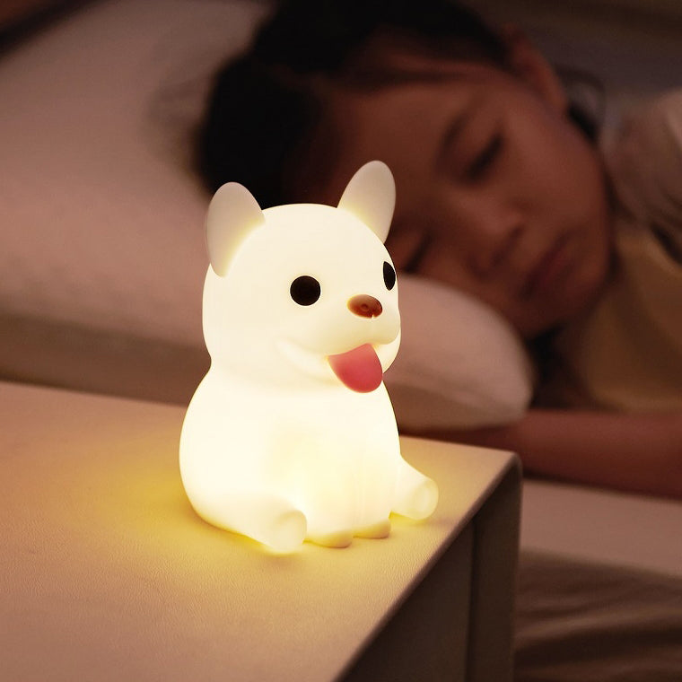 現代的なクリエイティブキッズ充電式ブルドッグシリカPC ABS LEDテーブルランプナイトライトベッドサイド用 
