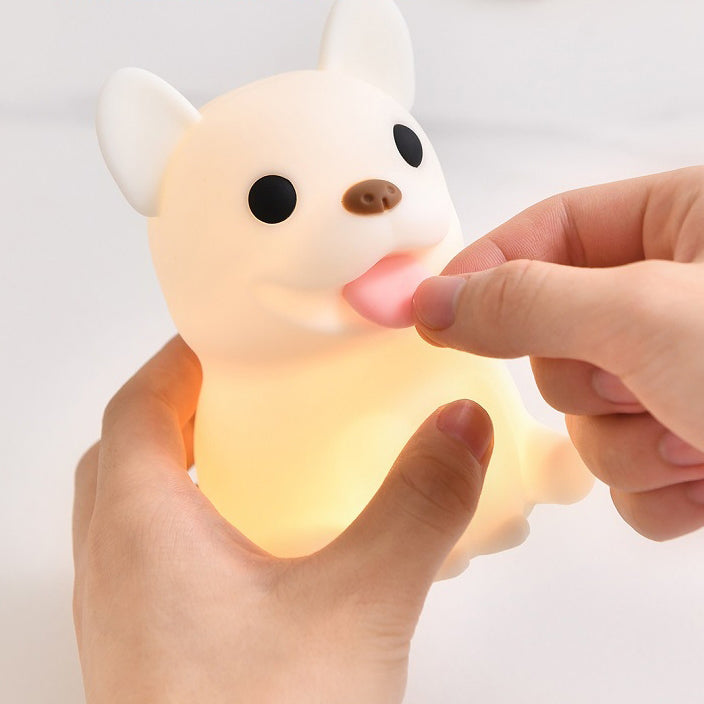 現代的なクリエイティブキッズ充電式ブルドッグシリカPC ABS LEDテーブルランプナイトライトベッドサイド用 