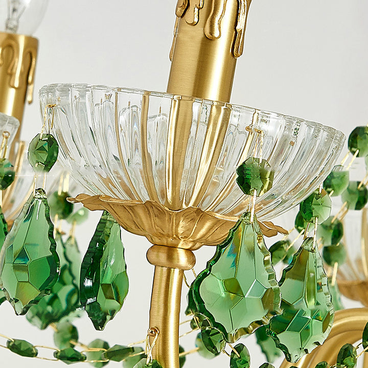 Candelabros de columna de cristal de cobre francés tradicional con 3/6/8 luces para sala de estar 