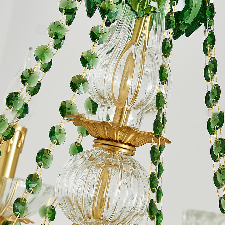 Candelabros de columna de cristal de cobre francés tradicional con 3/6/8 luces para sala de estar 