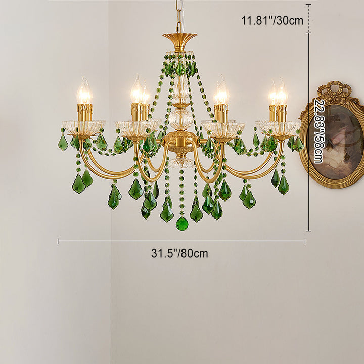 Candelabros de columna de cristal de cobre francés tradicional con 3/6/8 luces para sala de estar 