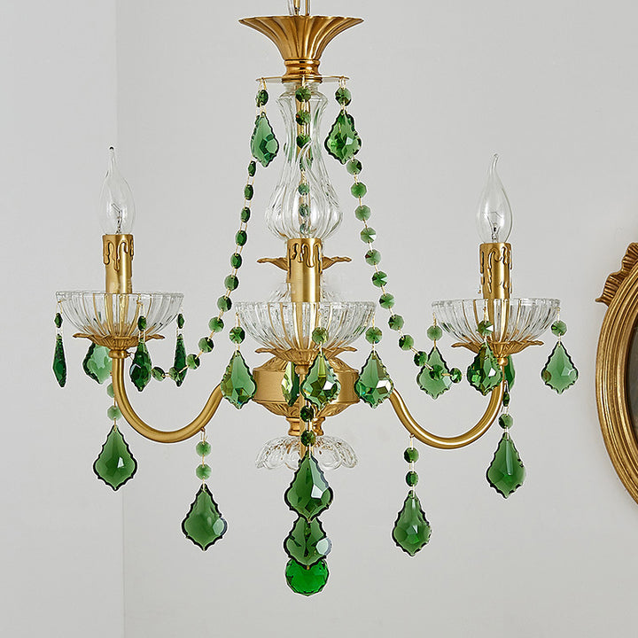 Candelabros de columna de cristal de cobre francés tradicional con 3/6/8 luces para sala de estar 