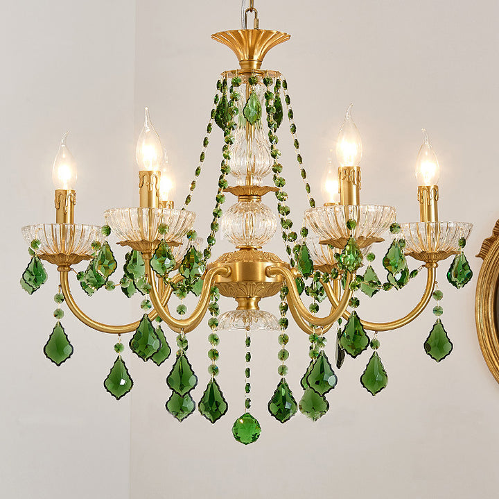 Pendentifs en colonne en verre cristal de cuivre traditionnel français Bougeoir Lustres 3/6/8 lumières pour salon 