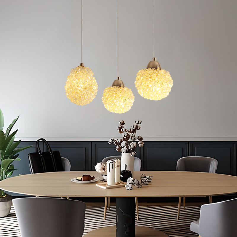 Moderne Luxus Kristall Eisen Waben Ball 1-Licht Pendelleuchte für Esszimmer 