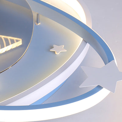 Zeitgenössische skandinavische Eisen Acryl elliptische Stern LED Unterputz Deckenventilator Licht für Schlafzimmer 