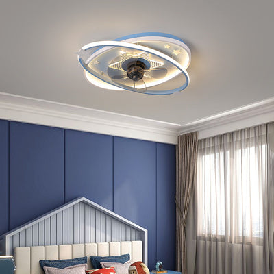 Zeitgenössische skandinavische Eisen Acryl elliptische Stern LED Unterputz Deckenventilator Licht für Schlafzimmer 