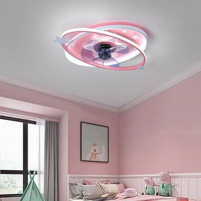 Zeitgenössische skandinavische Eisen Acryl elliptische Stern LED Unterputz Deckenventilator Licht für Schlafzimmer 