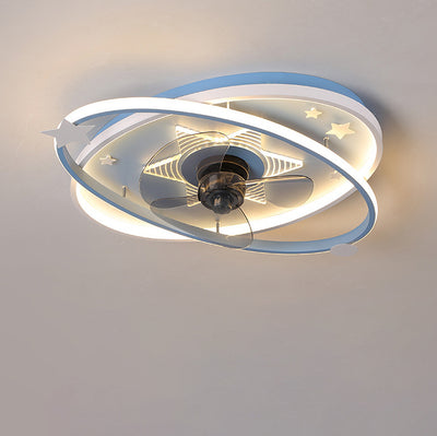 Zeitgenössische skandinavische Eisen Acryl elliptische Stern LED Unterputz Deckenventilator Licht für Schlafzimmer 
