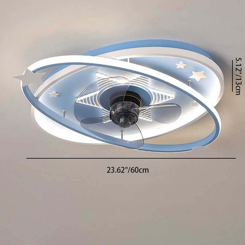 Zeitgenössische skandinavische Eisen Acryl elliptische Stern LED Unterputz Deckenventilator Licht für Schlafzimmer 