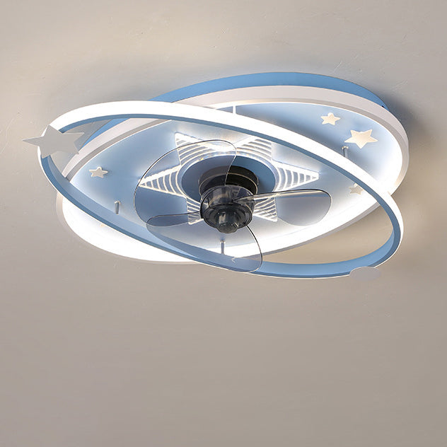 Zeitgenössische skandinavische Eisen Acryl elliptische Stern LED Unterputz Deckenventilator Licht für Schlafzimmer 