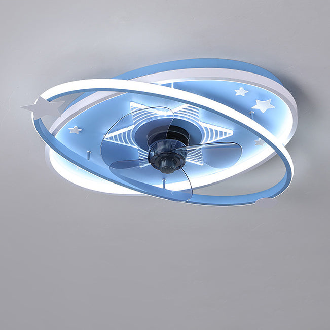 Zeitgenössische skandinavische Eisen Acryl elliptische Stern LED Unterputz Deckenventilator Licht für Schlafzimmer 