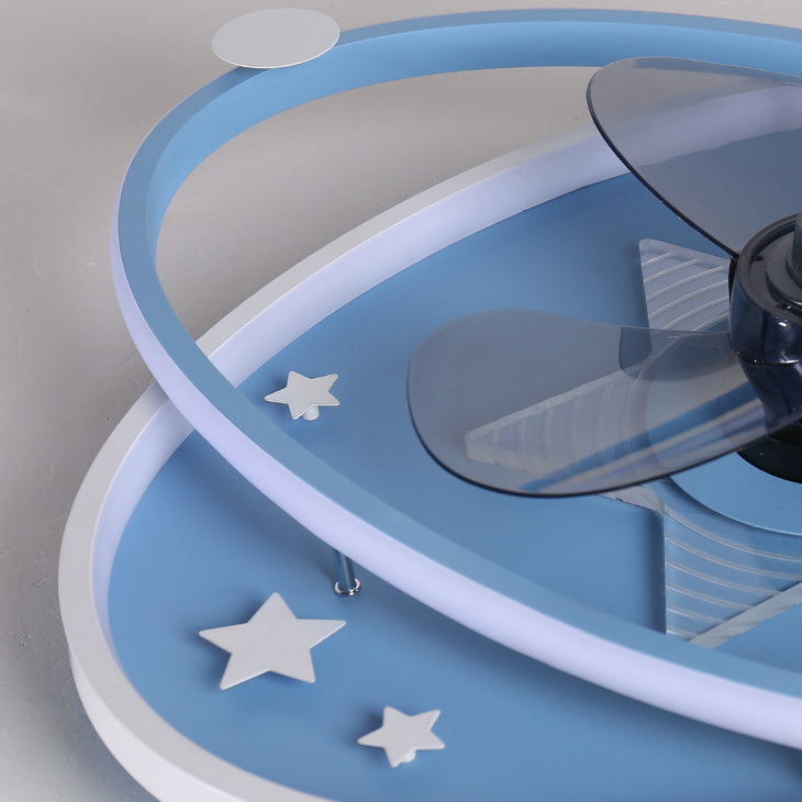 Zeitgenössische skandinavische Eisen Acryl elliptische Stern LED Unterputz Deckenventilator Licht für Schlafzimmer 