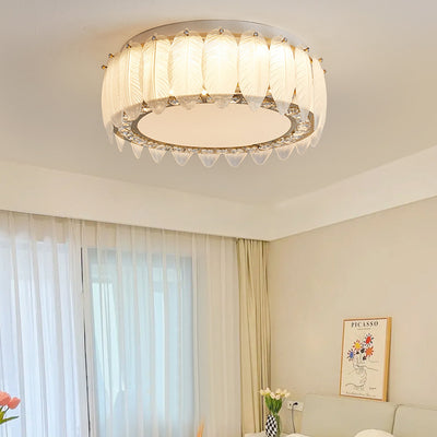 Traditionelle französische Glas-Eisen-Kristall-runde quadratische Feder-LED-Deckenleuchte für Schlafzimmer 