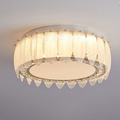 Traditionelle französische Glas-Eisen-Kristall-runde quadratische Feder-LED-Deckenleuchte für Schlafzimmer 