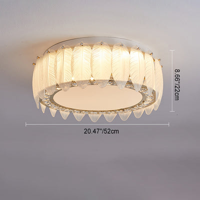 Traditionelle französische Glas-Eisen-Kristall-runde quadratische Feder-LED-Deckenleuchte für Schlafzimmer 