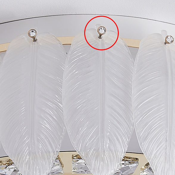 Traditionelle französische Glas-Eisen-Kristall-runde quadratische Feder-LED-Deckenleuchte für Schlafzimmer 