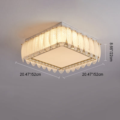 Traditionelle französische Glas-Eisen-Kristall-runde quadratische Feder-LED-Deckenleuchte für Schlafzimmer 
