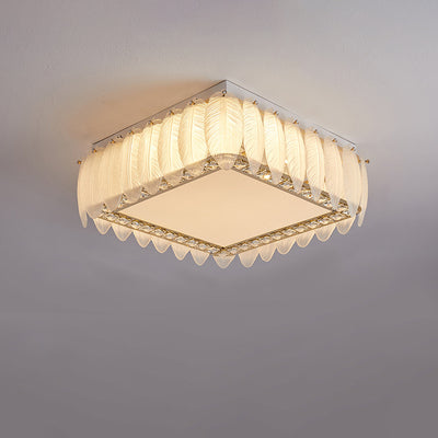 Traditionelle französische Glas-Eisen-Kristall-runde quadratische Feder-LED-Deckenleuchte für Schlafzimmer 