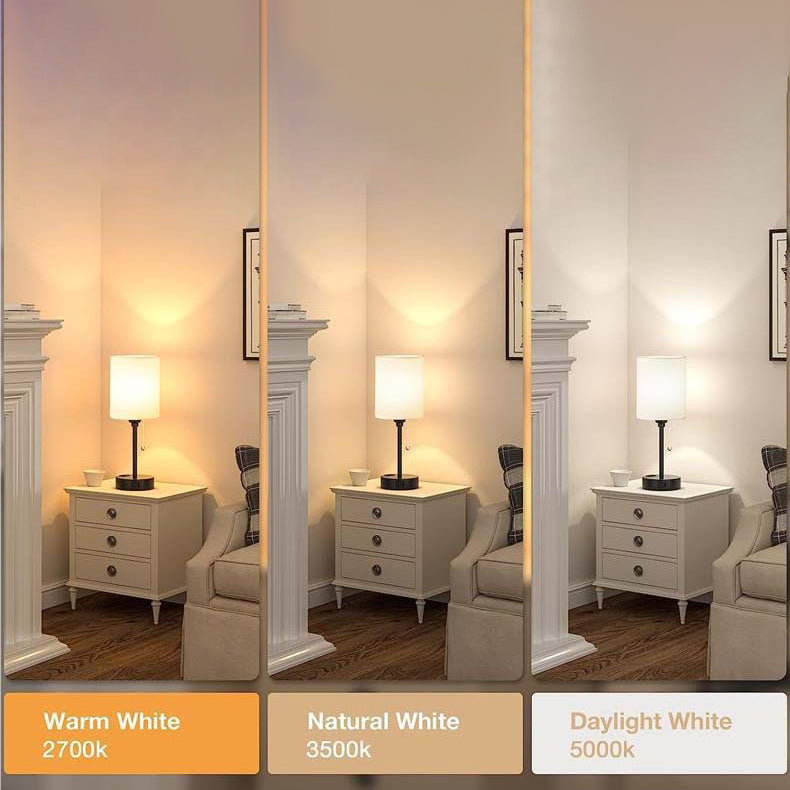 Modern Simplicity Fabric Iron Cylinder Zipper USB Rechargeable 1-Light Table Lamp For Bedside