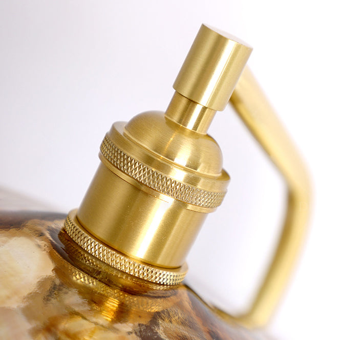 Contemporary Retro Brass Glass Rubber Wood Shelf Disk Ice Cube 1-Light Wall Sconce Lamp For Bedside
