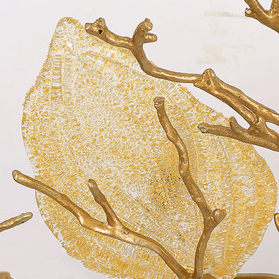 Lustre semi-encastré contemporain en cuivre avec branches et feuilles 10/15 lumières pour salon 