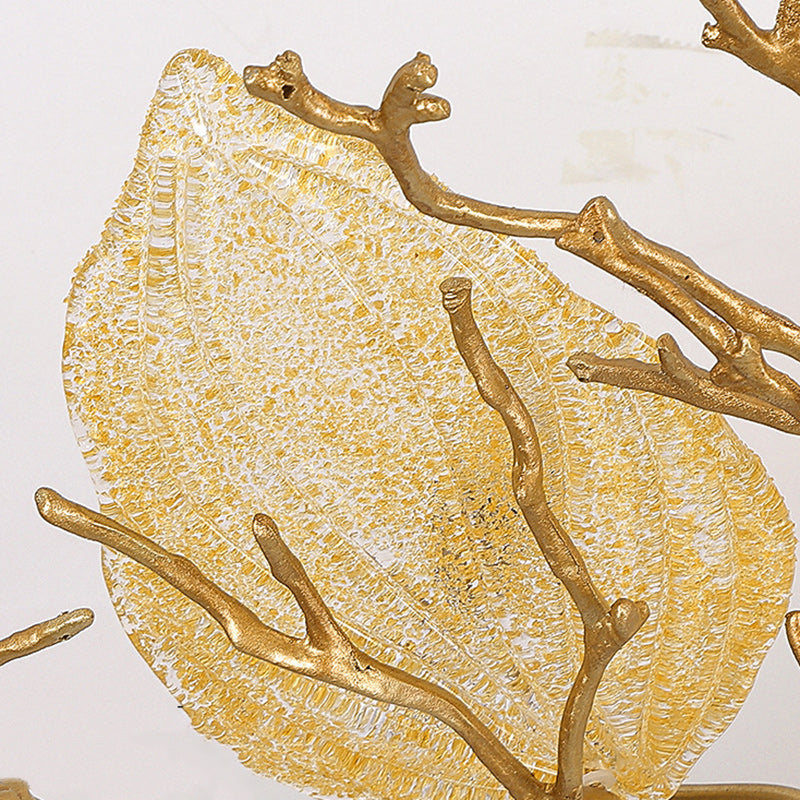 Lustre semi-encastré contemporain en cuivre avec branches et feuilles 10/15 lumières pour salon 
