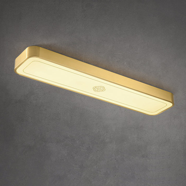 Luz de techo LED montada al ras rectangular de pájaro hoja de pintura acrílica de cobre chino tradicional para pasillo 