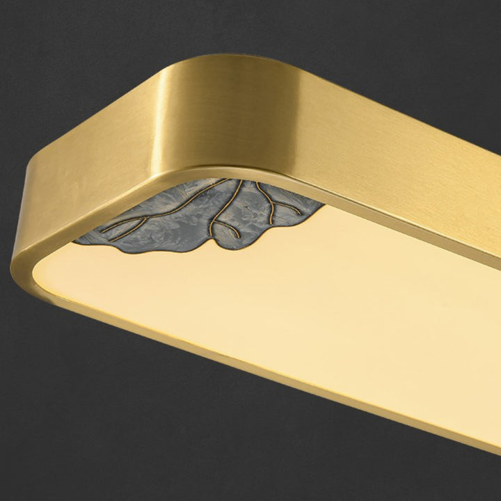 Luz de techo LED montada al ras rectangular de pájaro hoja de pintura acrílica de cobre chino tradicional para pasillo 