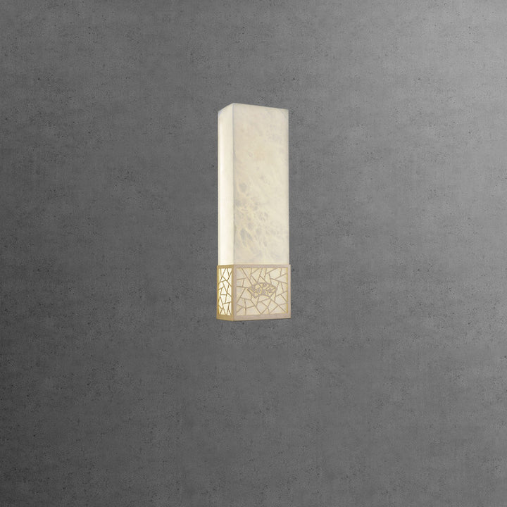 Applique murale LED rectangulaire en marbre chinois traditionnel cuivre fleur de prunier naturelle pour chevet 