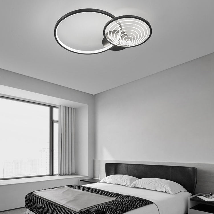 Zeitgenössische nordische Messingacrylkreis-LED-Deckenleuchte mit bündiger Halterung für Schlafzimmer 