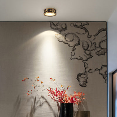 Traditionelle Chinesische Messing Aluminium Runde Pferd LED Downlight Unterputz Deckenleuchte Für Wohnzimmer 