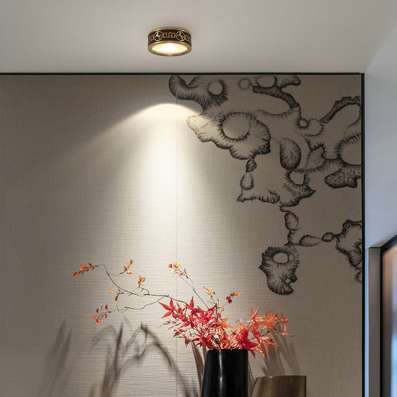 Traditionelle Chinesische Messing Aluminium Runde Pferd LED Downlight Unterputz Deckenleuchte Für Wohnzimmer 