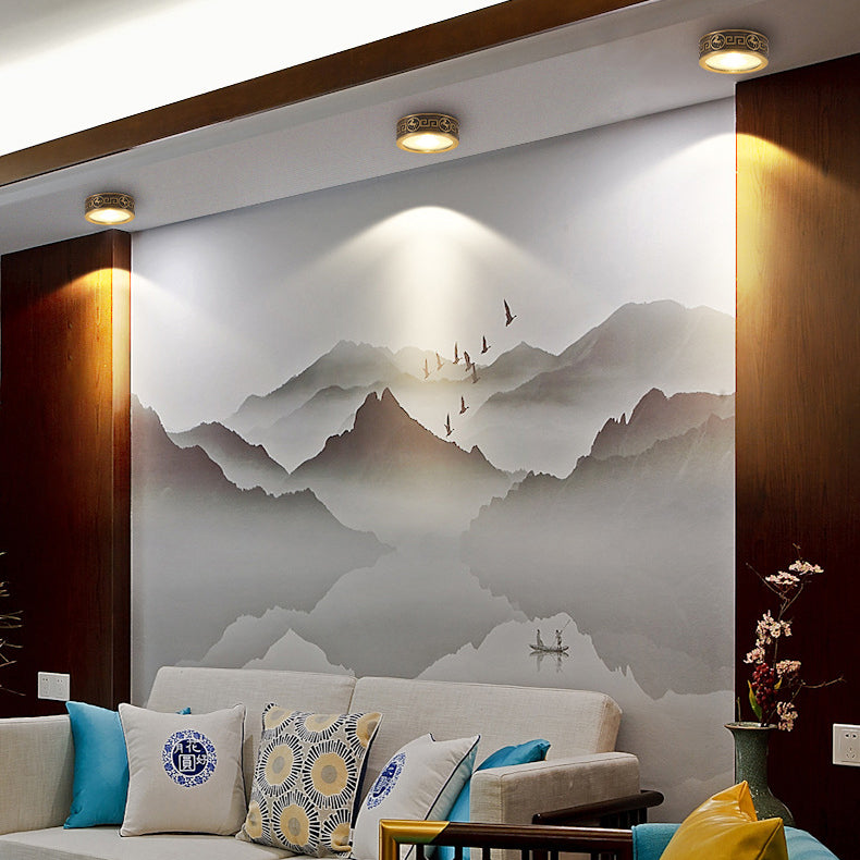 Traditionelle Chinesische Messing Aluminium Runde Pferd LED Downlight Unterputz Deckenleuchte Für Wohnzimmer 